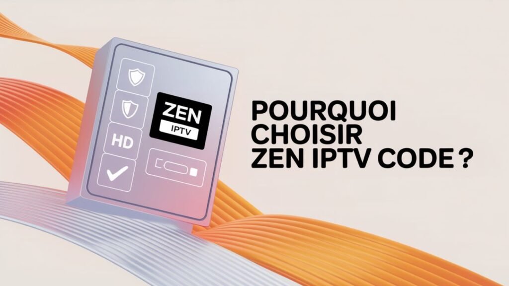 Image Zen IPTV Code avec box et rubans orange