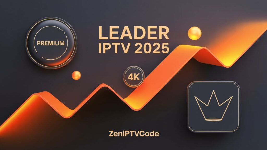 Illustration tech sombre montrant Zen IPTV Code comme leader IPTV en 2025.