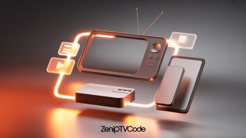 Visuel 3D représentant la vitesse et le flux IPTV en orange.