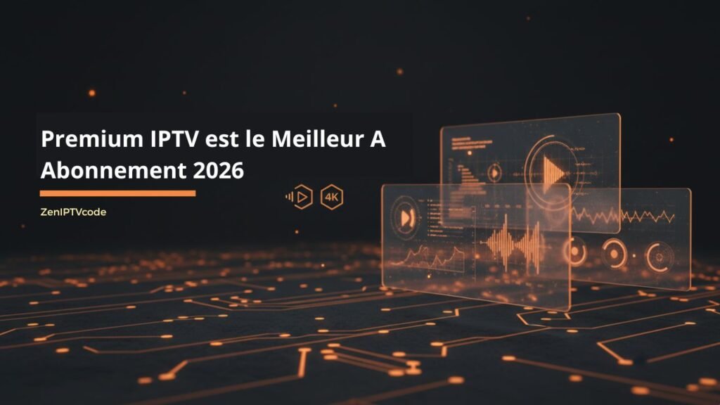 Premium IPTV streaming service HD 4K orange tech theme