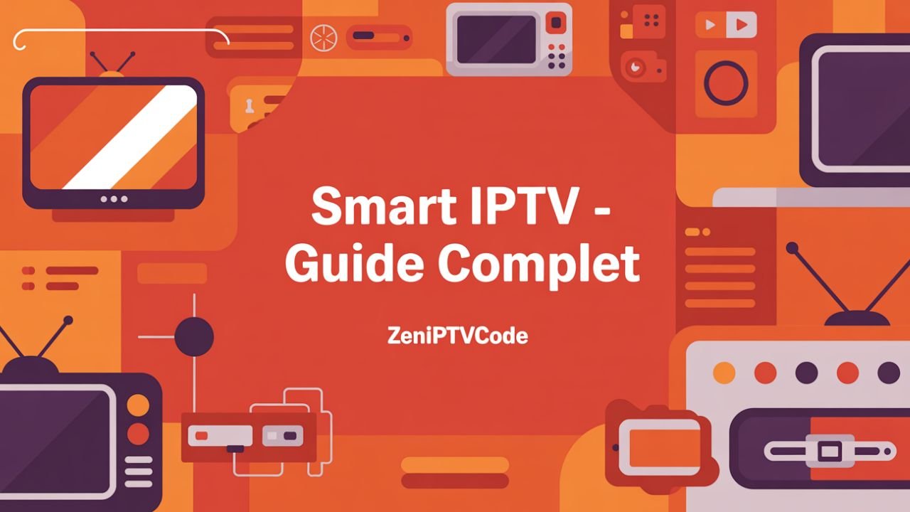 Image illustrant Smart IPTV avec un design moderne et un titre pour le guide.